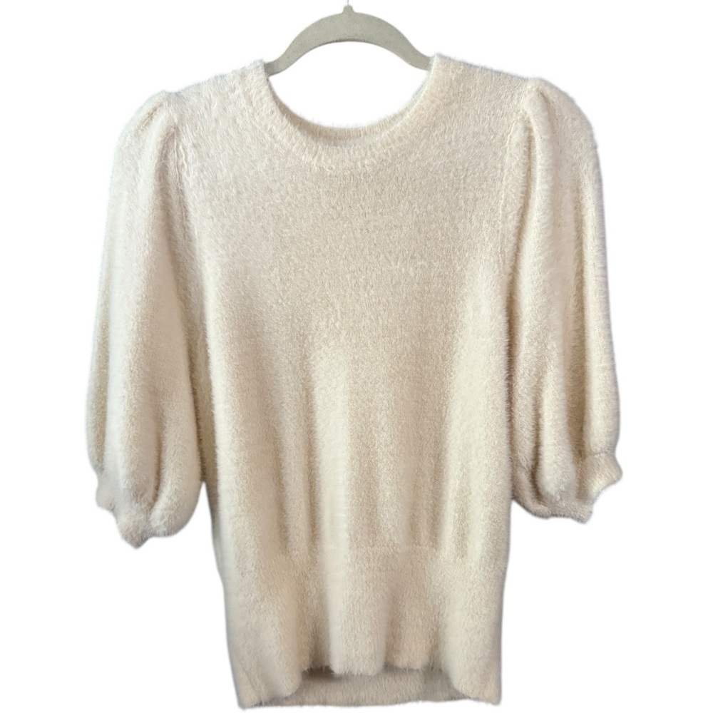 Ann Taylor Off White Short Sleeve Sweater Top Size Large